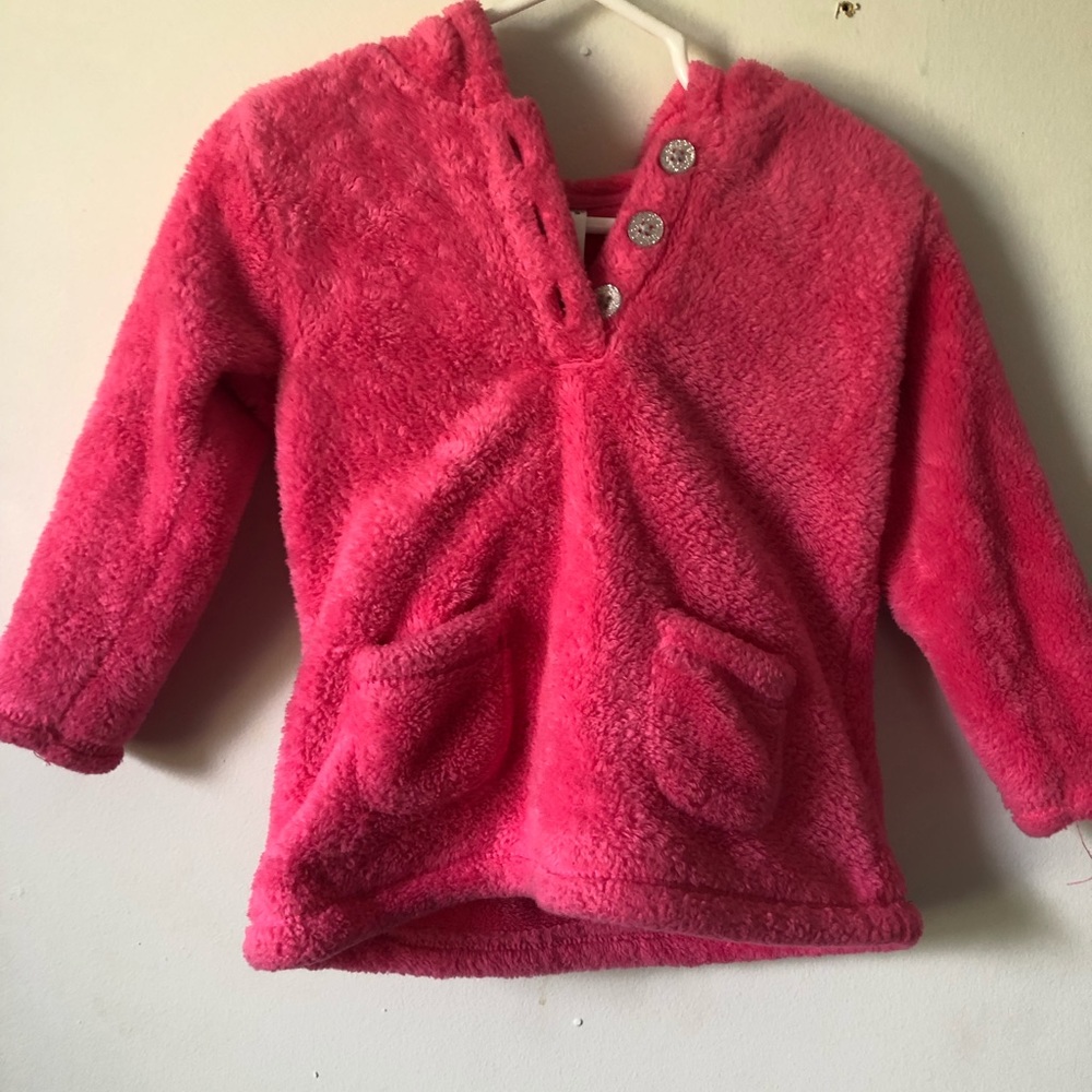 Soft Fleece Toddler Hooded Pullover Hot Pink